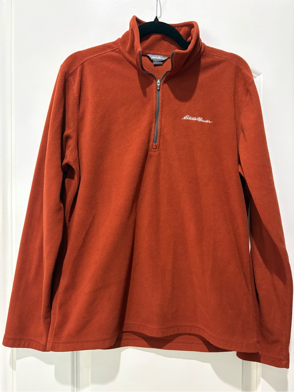 Eddie Bauer Quarter Zip Microfleece Pullover Men’s Medium Rust Orange - Picture 1 of 6